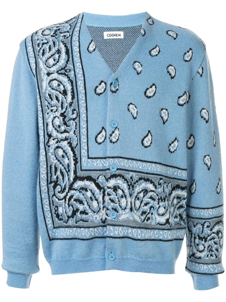 Coohem Bandana Jacquard Cardigan - Blue