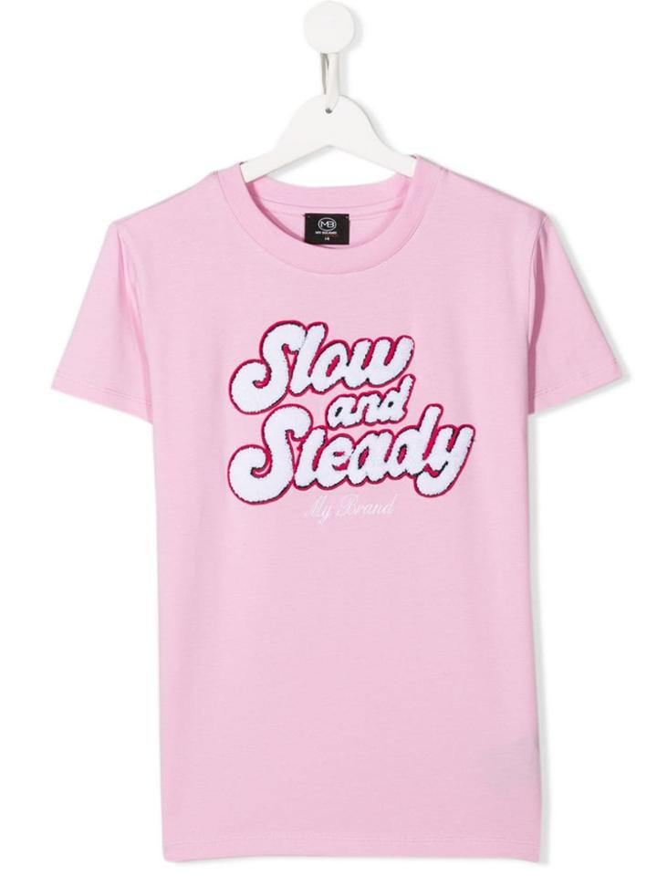 My Brand Kids Teen Embroidered Slogan T-shirt - Pink