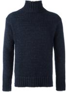 Boglioli Ribbed Roll Neck Jumper, Men's, Size: 50, Blue, Acrylic/wool/alpaca