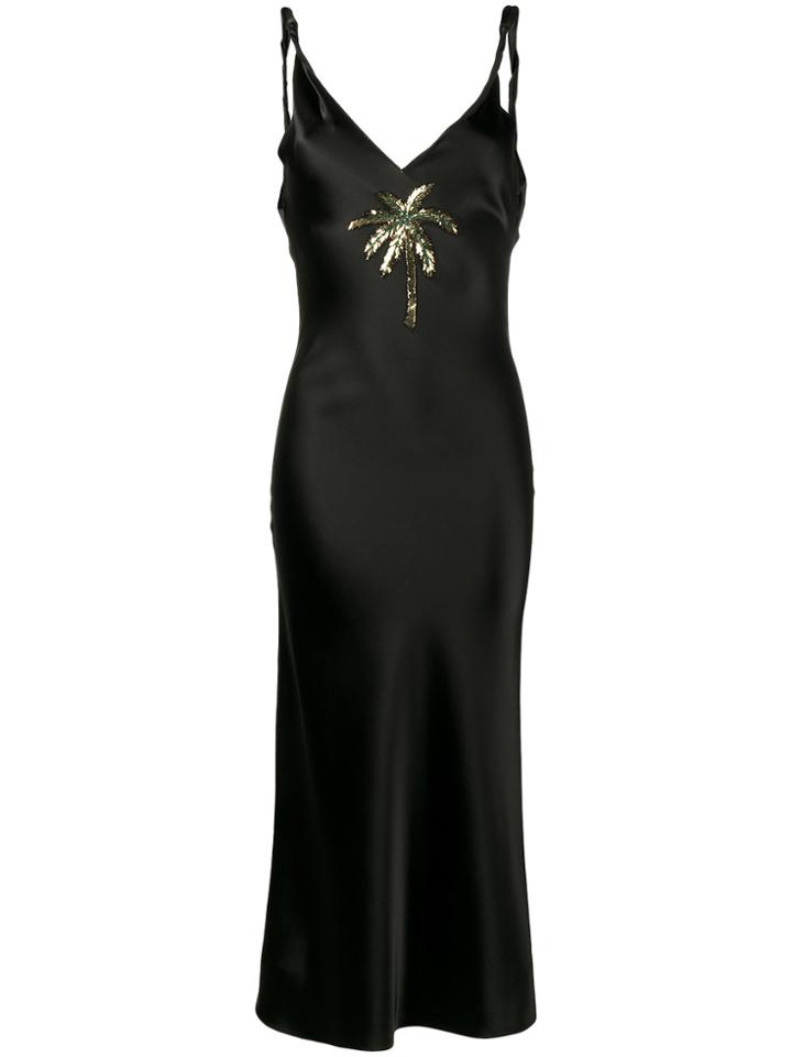 Attico Caroline Palm Tree Slip Dress - Black