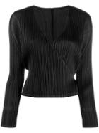Pleats Please By Issey Miyake V-neck Wrap Top - Black