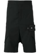 Odeur - Layered Drop Crotch Shorts - Unisex - Spandex/elastane/wool - M, Black, Spandex/elastane/wool