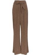 Nanushka Nevada Gingham Wool Blend Wide-leg Trousers - Brown