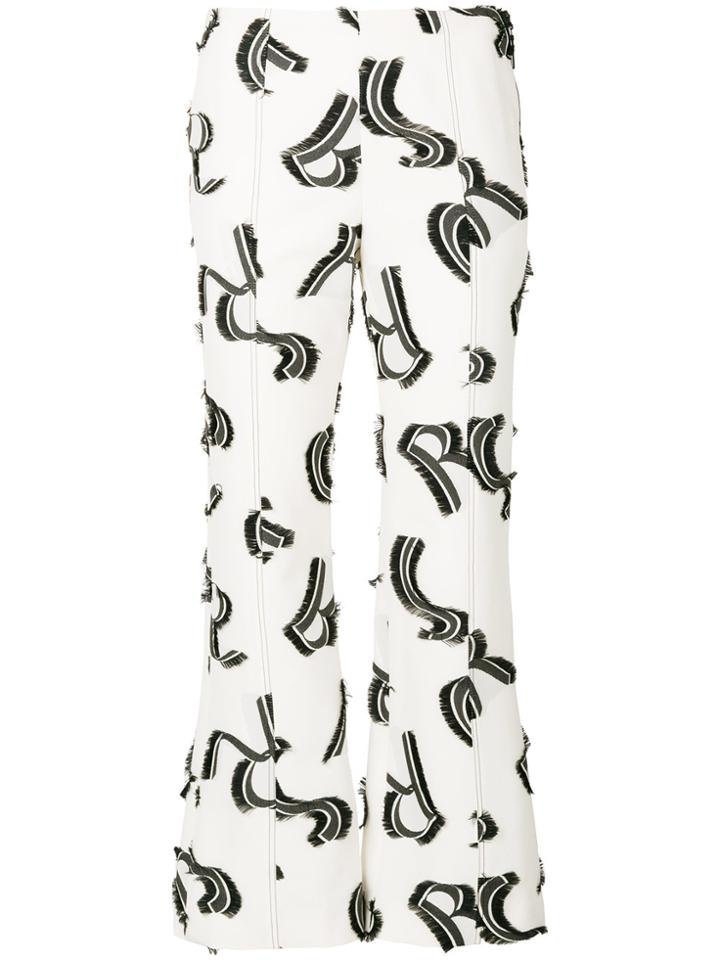 Sonia Rykiel Cropped Print Trousers - White
