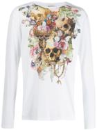 Alexander Mcqueen Floral Skull Print Long Sleeve T-shirt - White
