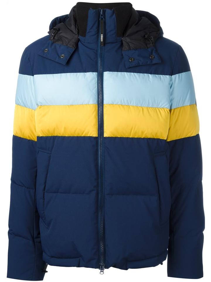 Kenzo 'stripes' Padded Jacket, Men's, Size: Medium, Blue, Polyester/duck Feathers