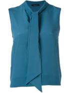 Roberto Collina Scarf Collar Blouse, Women's, Size: Xs, Blue, Silk