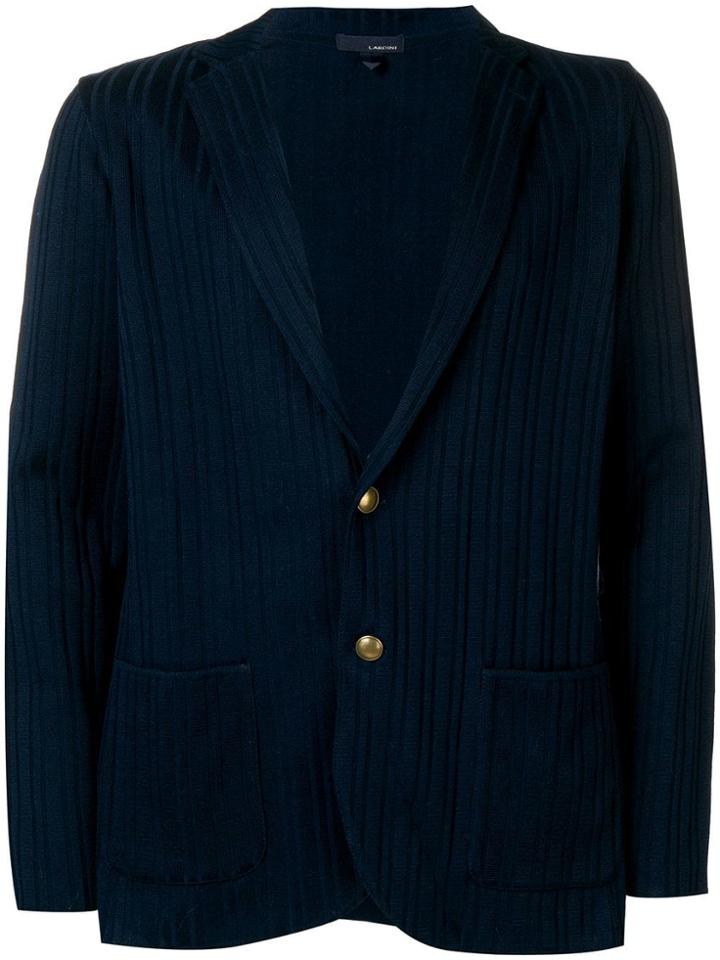 Lardini Striped Ribbed Blazer Jacket - Blue