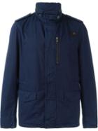 Fay Single Breasted Field Jacket, Men's, Size: Xxl, Blue, Cotton