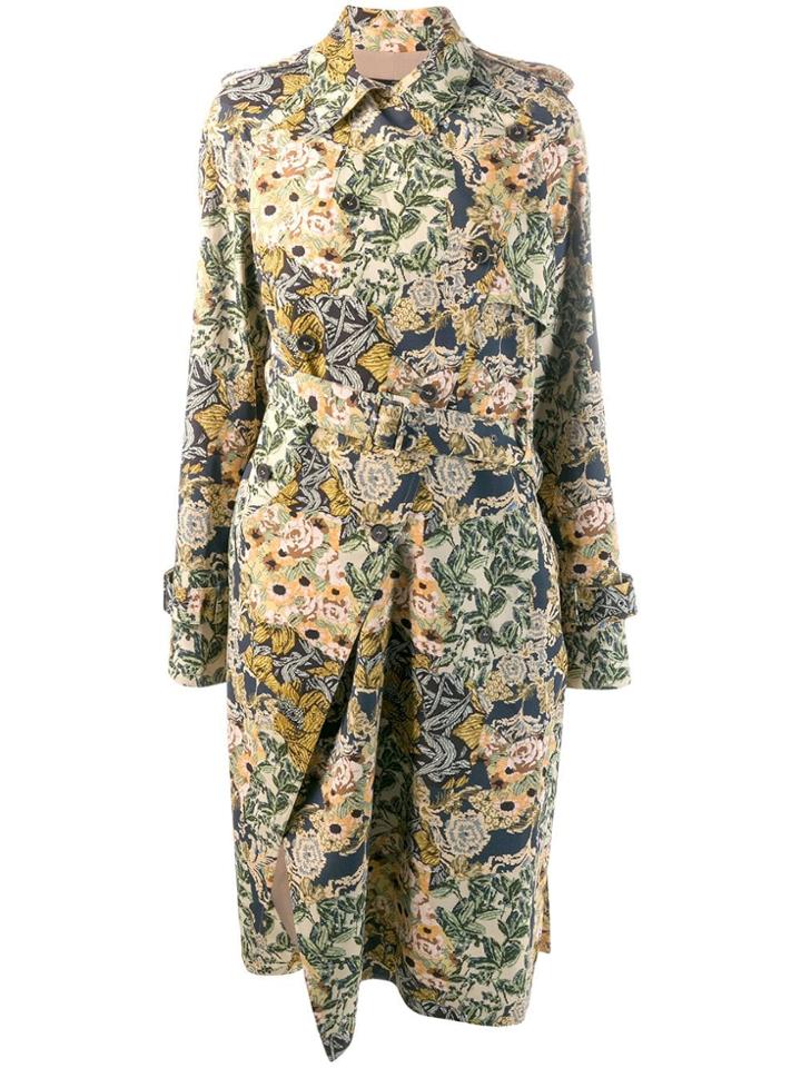 Rokh Belted Jacquard Coat - Neutrals