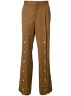 Y / Project - Stud Detail Trousers - Men - Cotton/wool - M, Brown, Cotton/wool