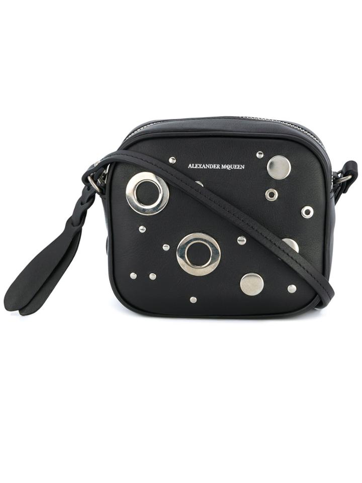 Alexander Mcqueen Mini Camera Eyelet And Stud Shoulder Bag - Black
