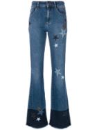 Red Valentino - Star Patch Flared Jeans - Women - Cotton/spandex/elastane - 24, Blue, Cotton/spandex/elastane
