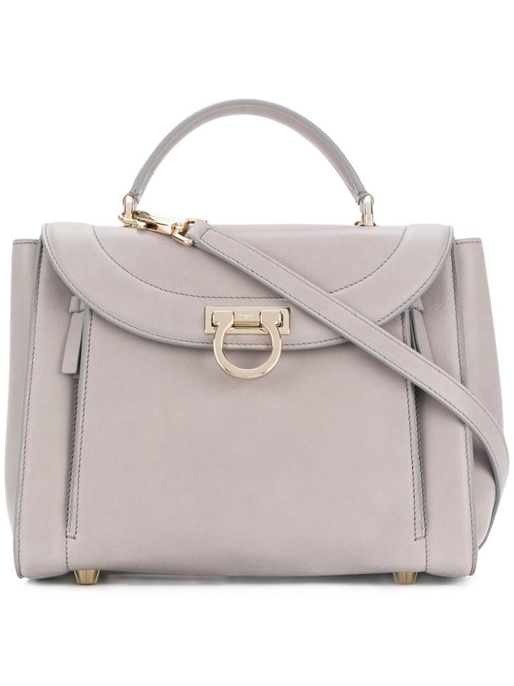 Salvatore Ferragamo Gancio Lock Shoulder Bag - Grey