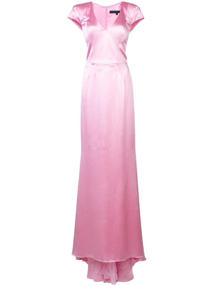 Rubin Singer Cap-sleeve Satin Gown - Pink & Purple