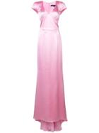 Rubin Singer Cap-sleeve Satin Gown - Pink & Purple