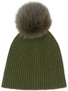 Yves Salomon Accessories Knit Pom Pom Beanie - Green