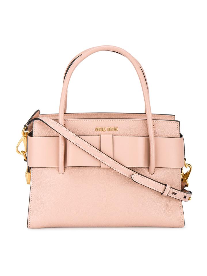 Miu Miu Medium Pink Madras Tote Bag - Pink & Purple