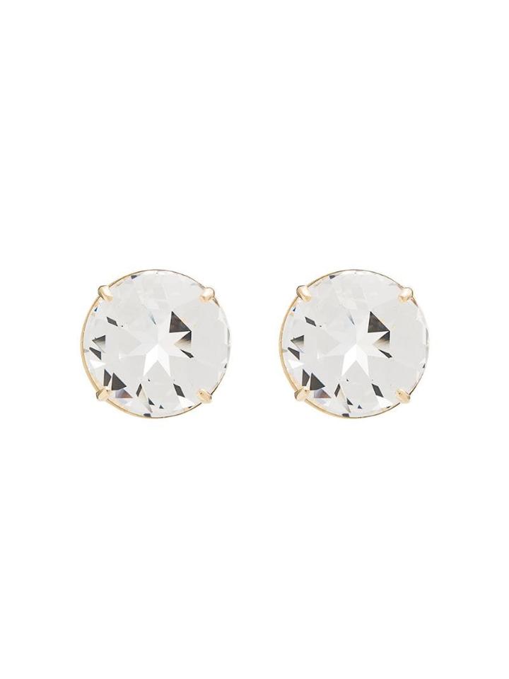 Miu Miu Large Round Crystal Stud Earrings - Oro/ White/ Crystal