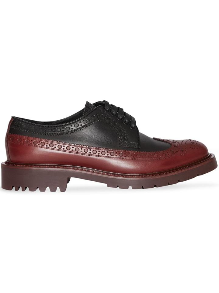 Burberry Brogue Detail Leather Derby Shoes - Brown