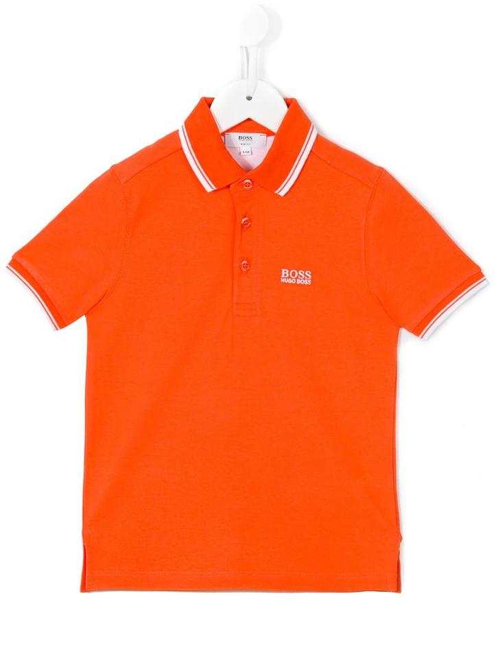 Boss Kids Embroidered Logo Polo Shirt, Boy's, Size: 10 Yrs, Yellow/orange