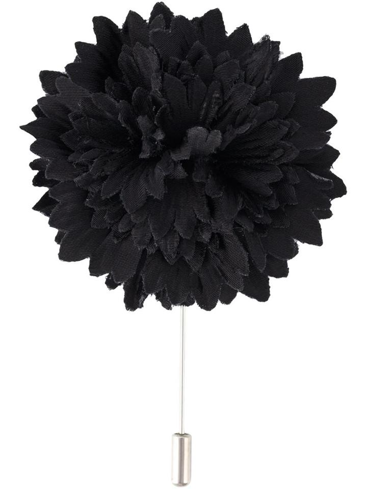 Lanvin Floral Pin, Men's, Black, Viscose/cellulose/calf Leather/zinc