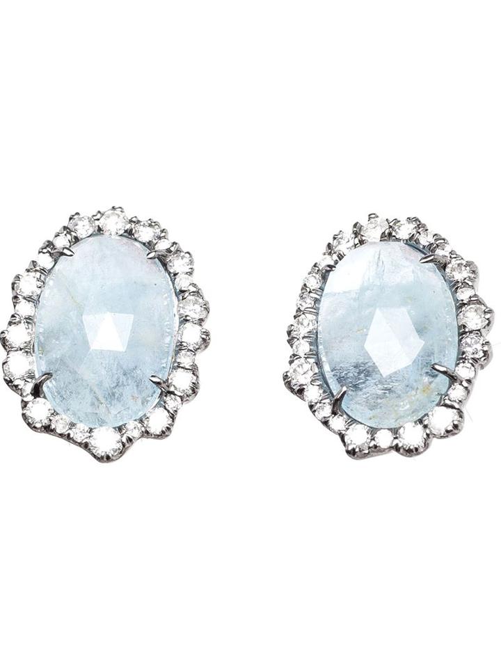 Kimberly Mcdonald Aquamarine And Diamond Stud Earrings
