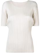 Pleats Please By Issey Miyake Pleated Shortsleeved Blouse - Neutrals