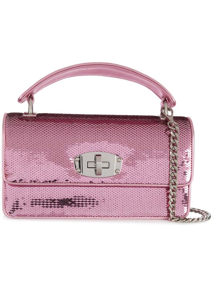 Miu Miu Logo Metallic Shoulder Bag - Pink & Purple
