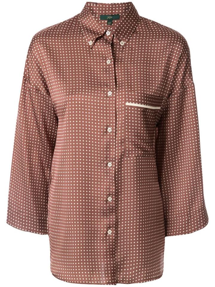 Jejia Satin Polka-dot Shirt - Brown