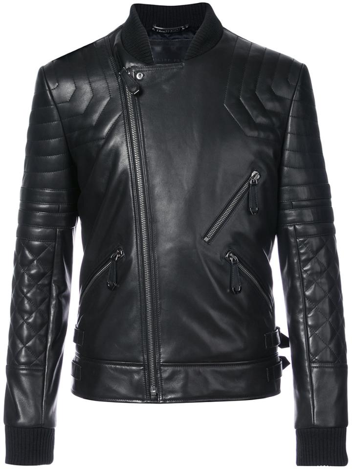 Philipp Plein Crystal Skull Biker Jacket - Black