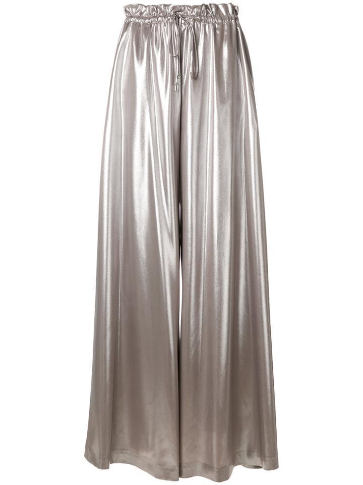 Sara Battaglia Wide Leg Drawstring Trousers - Metallic