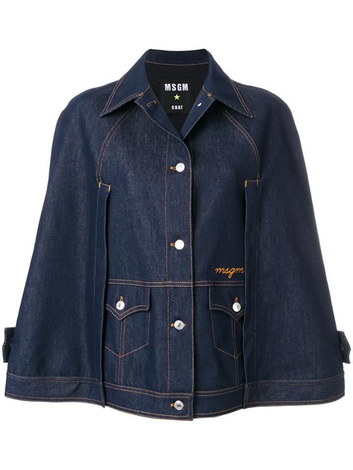 Msgm Denim Cape Jacket - Blue