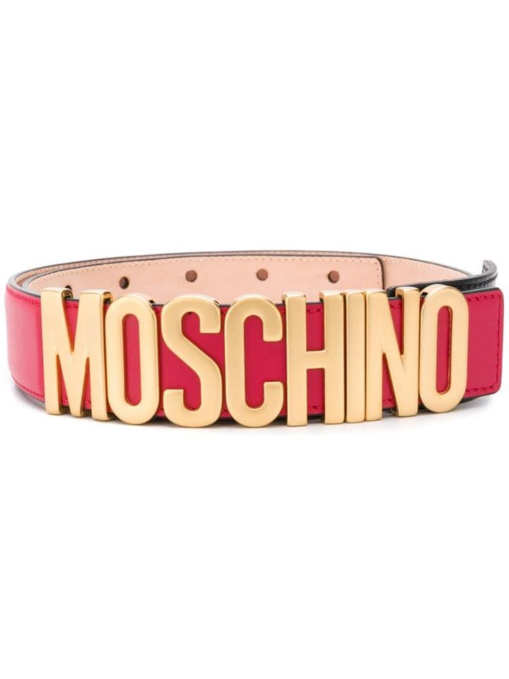Moschino Logo Buckle Belt - Red