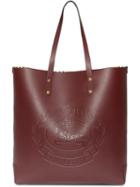 Burberry Embossed Crest Leather Tote - Burgundy