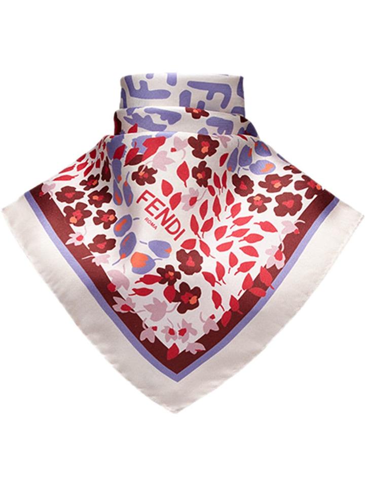 Fendi Ff Floral Pattern Foulard - Neutrals