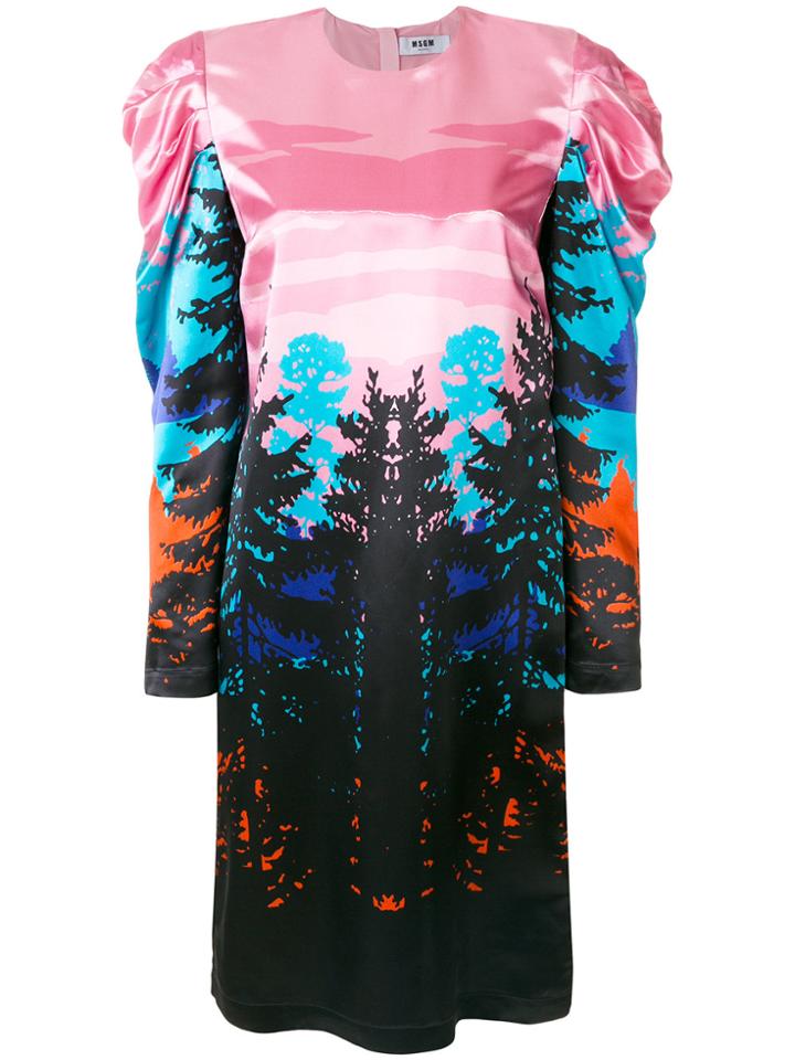 Msgm Forest Print Dress - Multicolour