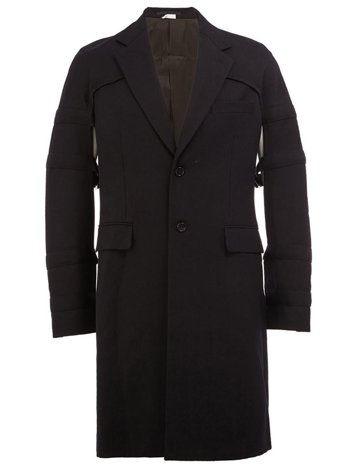 Comme Des Garçons Homme Plus Buckled Sleeve Coat, Men's, Size: Small, Blue, Cupro/wool