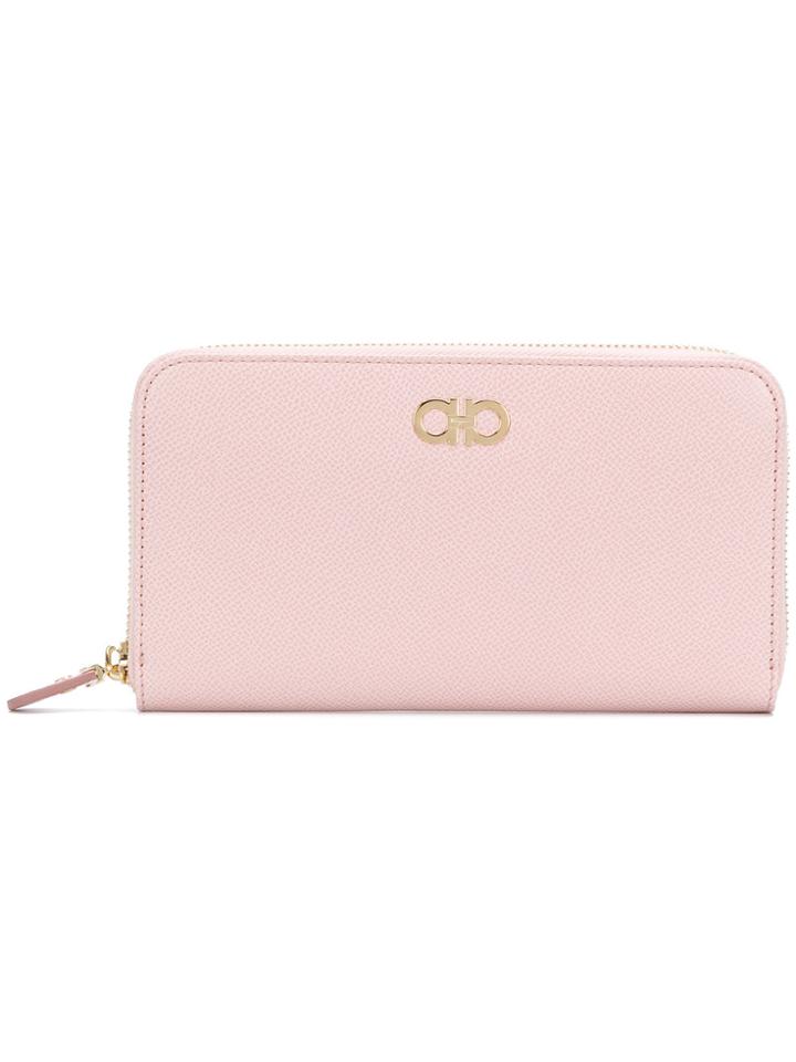 Salvatore Ferragamo Double Gancio Zip Wallet - Pink & Purple