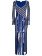 Peter Pilotto Fringe Jacquard Midi-dress - Blue