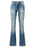 Amapô Distressed Flared Jeans, Women's, Size: 42, Blue, Cotton/elastodiene