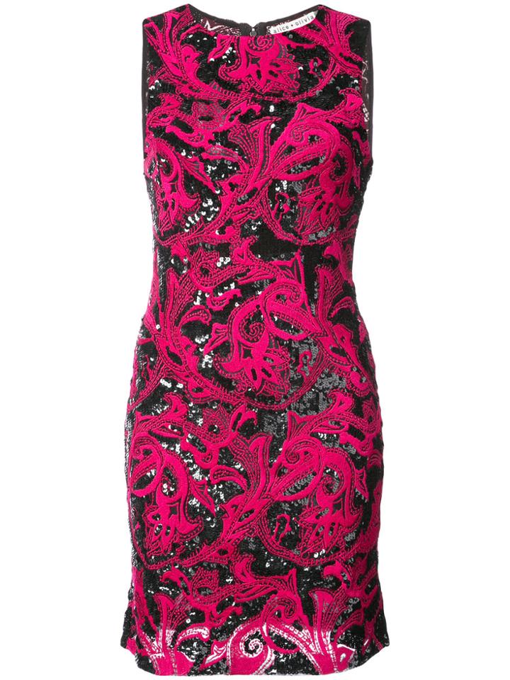 Alice+olivia Embellished Fitted Dress - Pink & Purple
