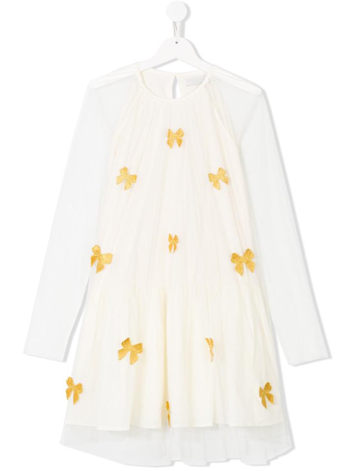 Stella Mccartney Kids Teen Misty Bow-embroidered Dress - Nude &