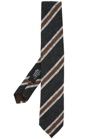 Nicky Striped Woven Tie - Grey