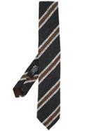 Nicky Striped Woven Tie - Grey