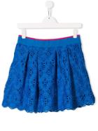 Alberta Ferretti Kids Embroidered Pleated Skirt - Blue