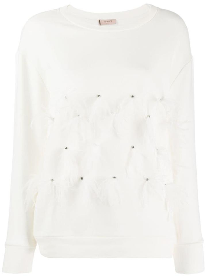 Twin-set Feather Sweatshirt - White