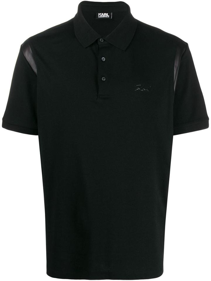 Karl Lagerfeld Textured Logo Print Polo Shirt - Black