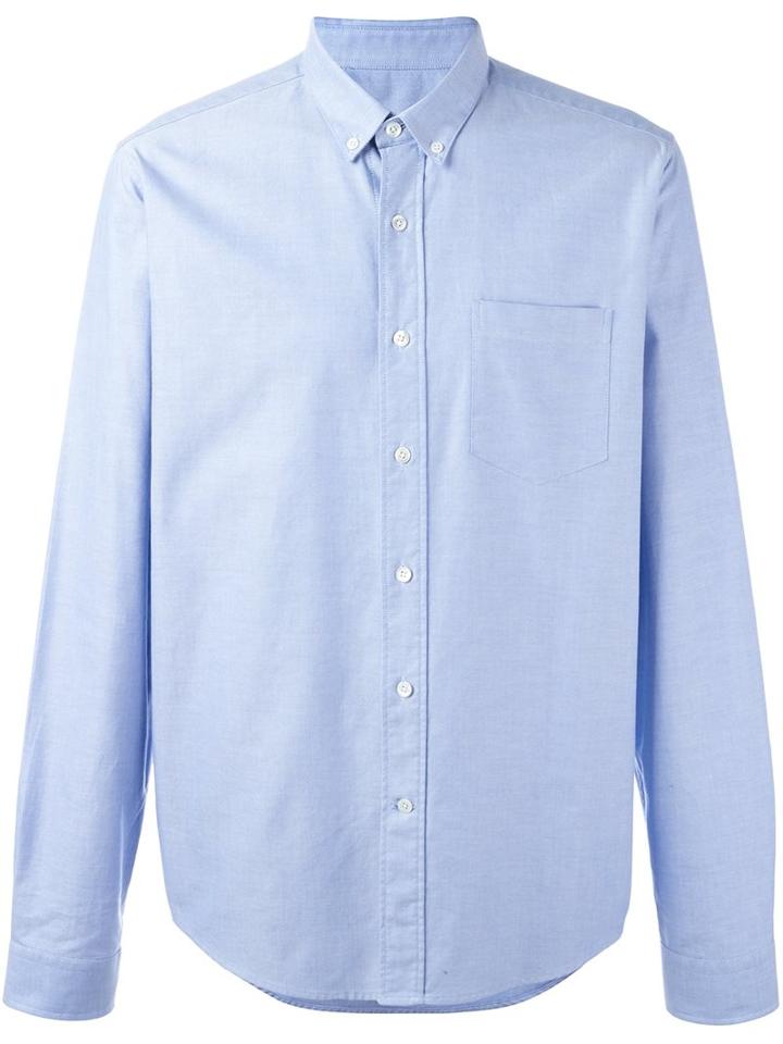 Ami Alexandre Mattiussi Button Down Collar Shirt, Men's, Size: 44, Blue, Cotton