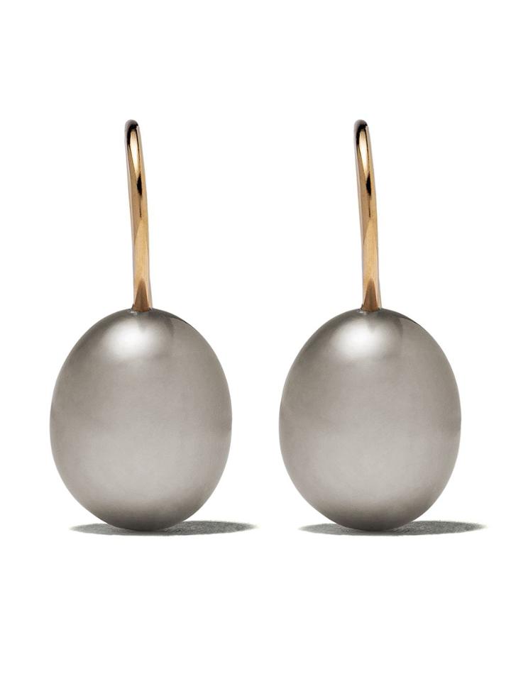 Annoushka 18ct Gold Baroque Grey Pearl Hook Drop Earrings - 18ct